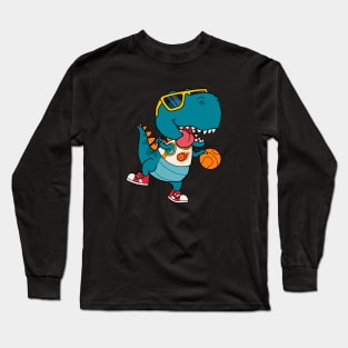 Dinosaur Playing Basketball Long Sleeve T-Shirt